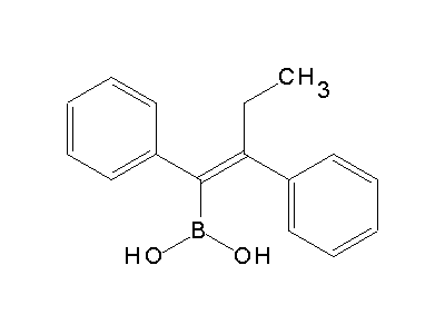 Chemical structure of (E)-1,2-diphenyl-1-butene boronic acid