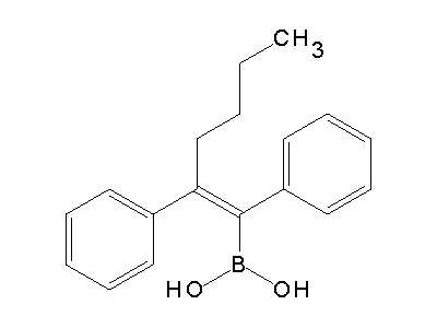 Chemical structure of 1,2-diphenylhex-1-enylboronic acid