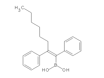Chemical structure of (E)-1,2-diphenyl-1-octene boronic acid