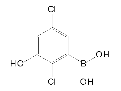 Chemical structure of 2,5-dichloro-3-hydroxyphenylboronic acid