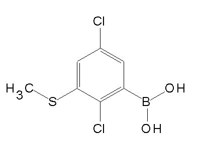 Chemical structure of 2,5-dichloro-3-(methylthio)phenylboronic acid