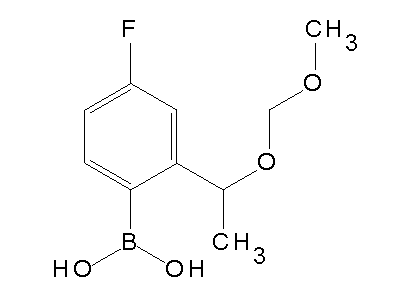 Chemical structure of 4-fluoro-2-(1-(methoxymethoxy)ethyl)phenylboronic acid