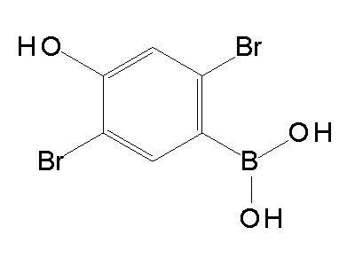 Chemical structure of 2,5-dibromo-4-hydroxyphenylboronic acid