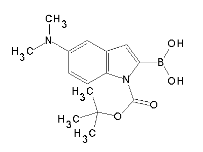 Chemical structure of N-Boc-5-(dimethylamino)indol-2-ylboronic acid