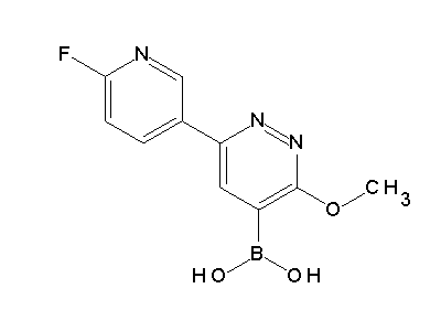 Chemical structure of 3-methoxy-6-(2-fluoropyridin-5-yl)-4-pyridazinylboronic acid
