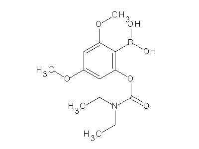 Chemical structure of 2-(diethylcarbamoyloxy)-3,5-dimethoxyphenylboronic acid