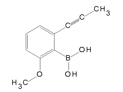 Chemical structure of 2-methoxy-6-(propyn-1-yl)phenylboronic acid