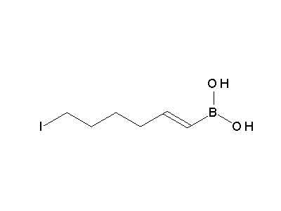 Chemical structure of (E)-6-iodo-1-hexenylboronic acid