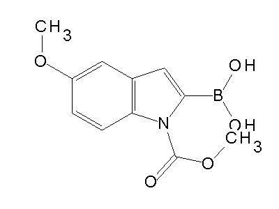 Chemical structure of (5-methoxy-1-methoxycarbonylindol-2-yl)boronic acid