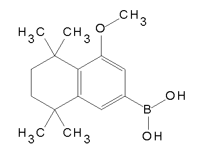 Chemical structure of 4-methoxy-5,5,8,8-tetramethyl-5,6,7,8-tetrahydronaphthalen-2-ylboronic acid
