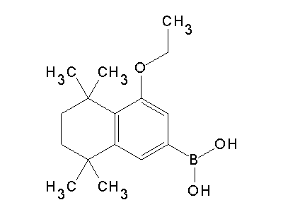 Chemical structure of 4-ethoxy-5,5,8,8-tetramethyl-5,6,7,8-tetrahydronaphthalen-2-ylboronic acid