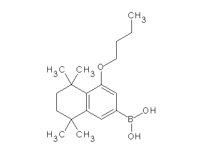Chemical structure of 4-butoxy-5,5,8,8-tetramethyl-5,6,7,8-tetrahydronaphthalen-2-ylboronic acid