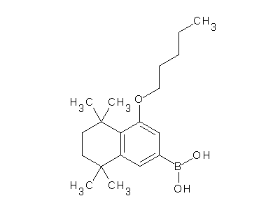 Chemical structure of 4-pentyloxy-5,5,8,8-tetramethyl-5,6,7,8-tetrahydronaphthalen-2-ylboronic acid