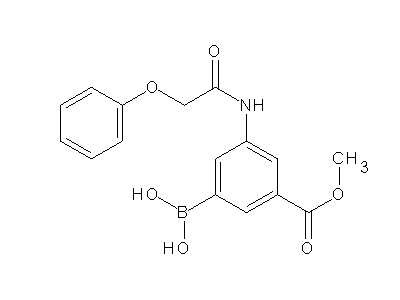Chemical structure of methyl 3-(dihydroxyboryl)-5-(2-phenoxyacetamido)benzoate