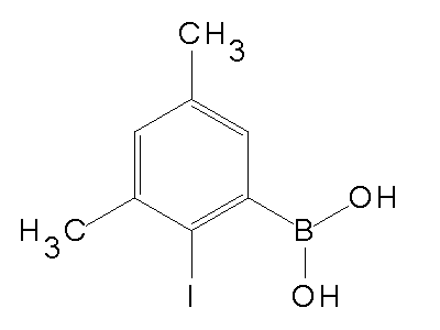 Chemical structure of 3,5-dimethyl-2-iodophenylboronic acid