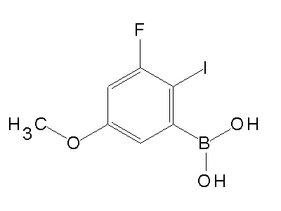 Chemical structure of 3-fluoro-2-iodo-5-methoxyphenylboronic acid