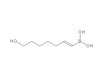 Chemical structure of (E)-7-hydroxyhept-1-enylboronic acid
