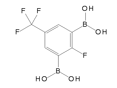 Chemical structure of 2-fluoro-5-(trifluoromethyl)-1,3-phenylenediboronic acid