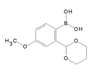 Chemical structure of 2-(1,3-dioxan-2-yl)-4-methoxyphenylboronic acid