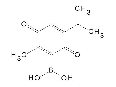 Chemical structure of (5-isopropyl-2-methyl-3,6-dioxocyclohexa-1,4-dien-1-yl)boronic acid