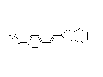 Chemical structure of (benzo-1,3,2-dioxoborolidyl)-(E)-2-(4-methoxyphenyl)ethene