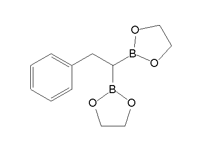 Chemical structure of 2,2'-(2-phenylethane-1,1-diyl)bis(1,3,2-dioxaborolane)