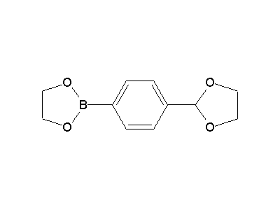 Chemical structure of 2-(4-(1,3-dioxolan-2-yl)phenyl)-1,3,2-dioxaborolane
