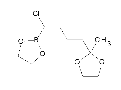 Chemical structure of ethylene glycol 1-chloro-5-ketohexane-1-boronate ethylene ketal