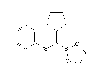 Chemical structure of 2-[cyclopentyl(phenylsulfanyl)methyl]-1,3,2-dioxaborolane