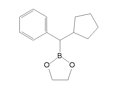 Chemical structure of 2-[cyclopentyl(phenyl)methyl]-1,3,2-dioxaborolane