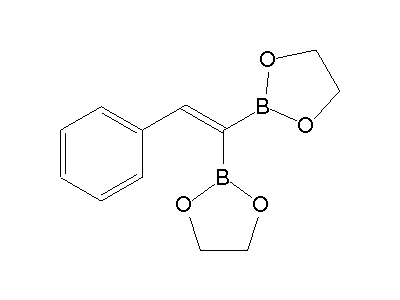 Chemical structure of 2,2'-(2-phenyl-ethene-1,1-diyl)-bis-[1,3,2]dioxaborolane