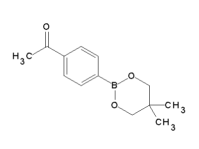 Chemical structure of 2-(4-acetylphenyl)-5,5-dimethyl-1,3,2-dioxaborinane