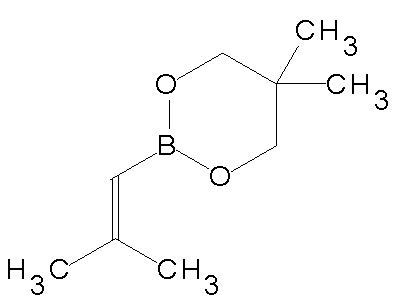 Chemical structure of 5,5-dimethyl-2-(2-methylpropenyl)-[1,3,2]dioxaborinane