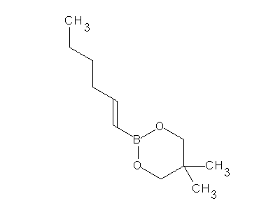 Chemical structure of (E)-2-(hex-1-enyl)-5,5-dimethyl-1,3,2-dioxaborinane