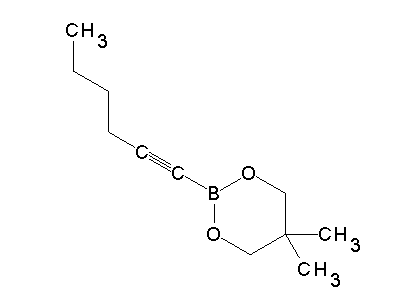 Chemical structure of 2-hex-1-ynyl-5,5-dimethyl-1,3,2-dioxaborinane