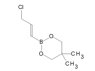 Chemical structure of 2-[(E)-3-chloroprop-1-enyl]-5,5-dimethyl-1,3,2-dioxaborinane