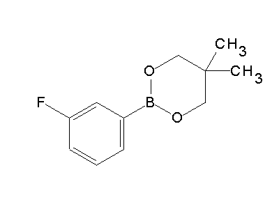 Chemical structure of 2-(3-fluorophenyl)-5,5-dimethyl-1,3,2-dioxaborinane