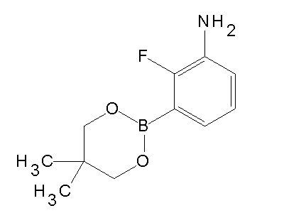 Chemical structure of 3-(5,5-dimethyl-1,3,2-dioxaborinan-2-yl)-2-fluoroaniline
