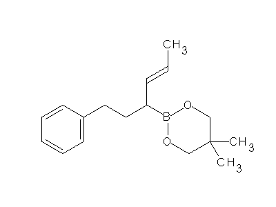 Chemical structure of 5,5-dimethyl-2-[(E)-1-phenylhex-4-en-3-yl]-1,3,2-dioxaborinane