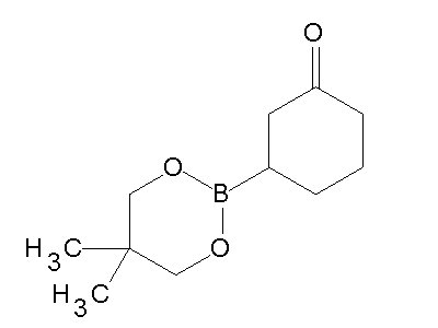 Chemical structure of 3-(5,5-dimethyl-1,3,2-dioxaborinan-2-yl)cyclohexan-1-one
