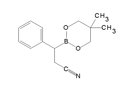 Chemical structure of 3-(5,5-dimethyl-1,3,2-dioxaborinan-2-yl)-3-phenylpropanenitrile