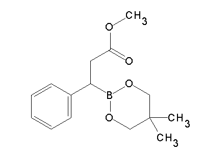 Chemical structure of methyl 3-(5,5-dimethyl-1,3,2-dioxaborinan-2-yl)-3-phenylpropanoate