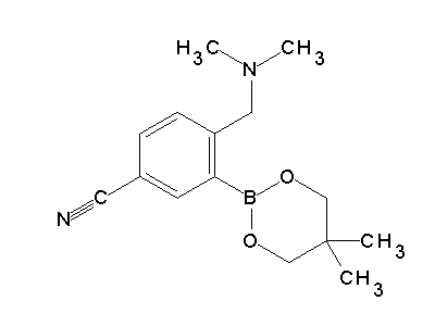 Chemical structure of 4-(dimethylaminomethyl)-3-(5,5-dimethyl-1,3,2-dioxaborinan-2-yl)benzonitrile