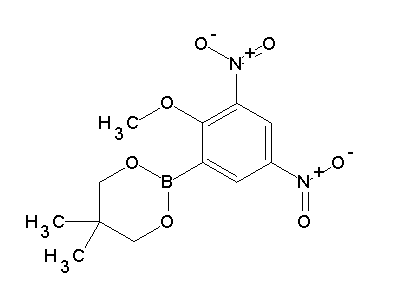 Chemical structure of 2-(2-methoxy-3,5-dinitrophenyl)-5,5-dimethyl[1,3,2]dioxaborinane