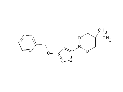 Chemical structure of 5-(5,5-dimethyl[1,3,2]-2-dioxaborianyl)-3-benzyloxyisothiazole