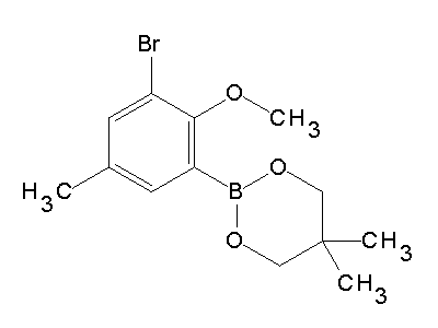 Chemical structure of 2-(3-bromo-2-methoxy-5-methylphenyl)-5,5-dimethyl-1,3,2-dioxaborinane