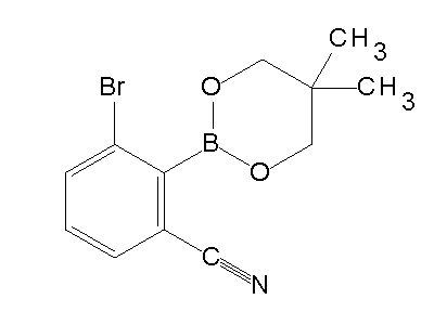 Chemical structure of 2-(5,5-dimethyl-1,3,2-dioxaborinan-2-yl)-3-bromobenzonitrile