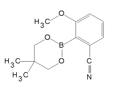 Chemical structure of 2-(5,5-dimethyl-1,3,2-dioxaborinan-2-yl)-3-methoxybenzonitrile
