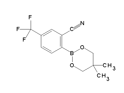 Chemical structure of 2-(5,5-dimethyl-1,3,2-dioxaborinan-2-yl)-5-trifluoromethylbenzonitrile