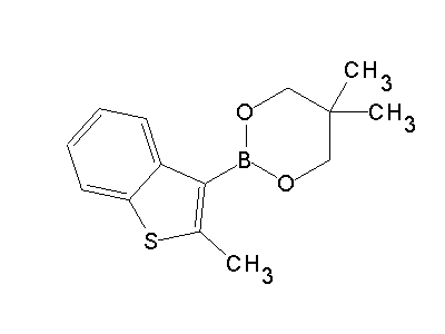 Chemical structure of 5,5-dimethyl-2-(2-methylbenzo[b]thiophen-3-yl)-1,3,2-dioxaborinane